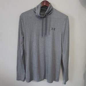 Under armour heat gear funnelneck heathered gray long sleeve pullover top medium
